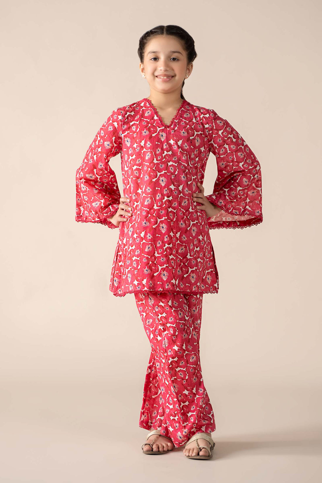 Maria B | Girls | MKD-EF25-69 (Pink) -  Maria B Maria B Kids - Original Designer Dress - House of Maryam