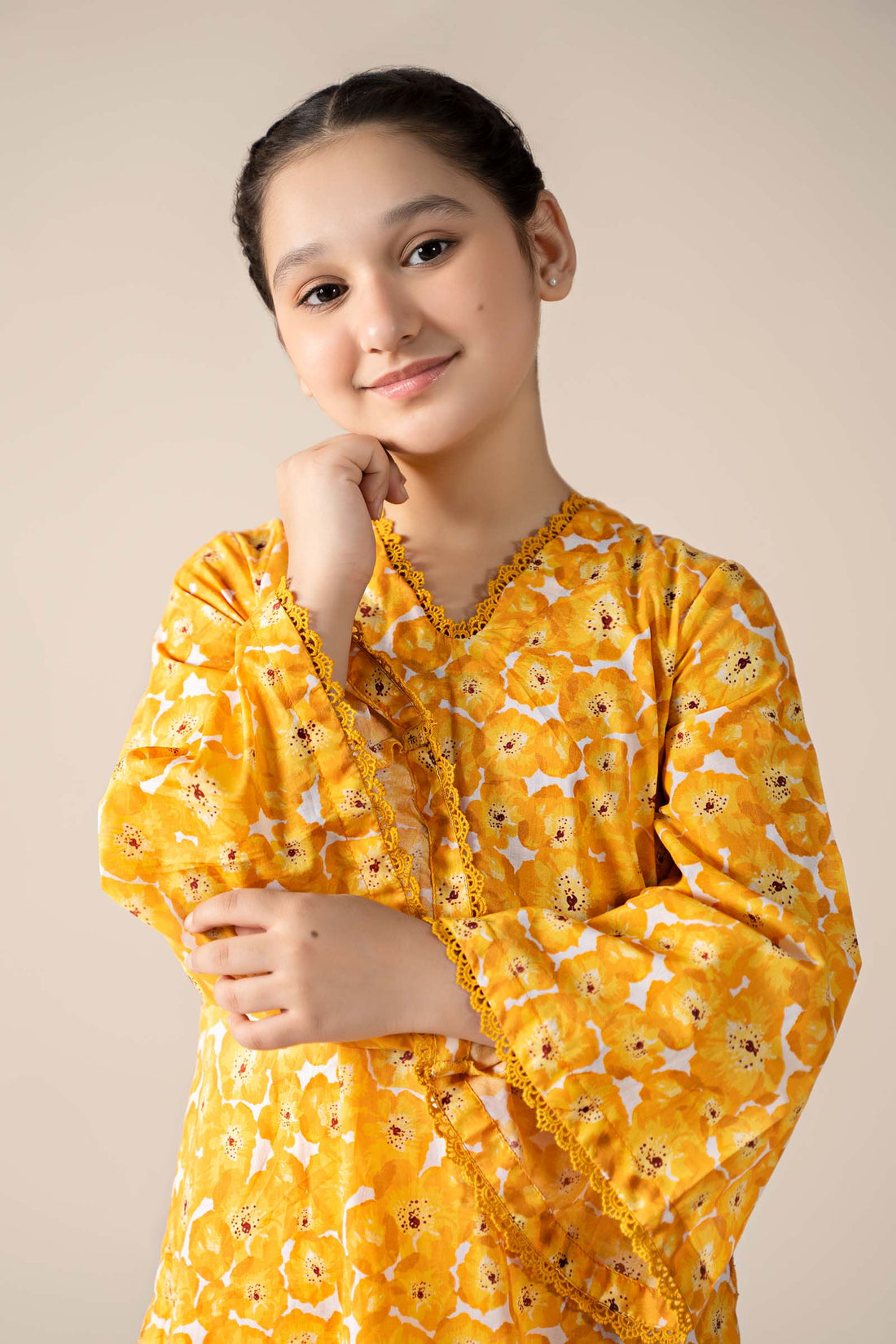 Maria B | Girls | MKD-EF25-69 (Yellow) -  Maria B Maria B Kids - Original Designer Dress - House of Maryam