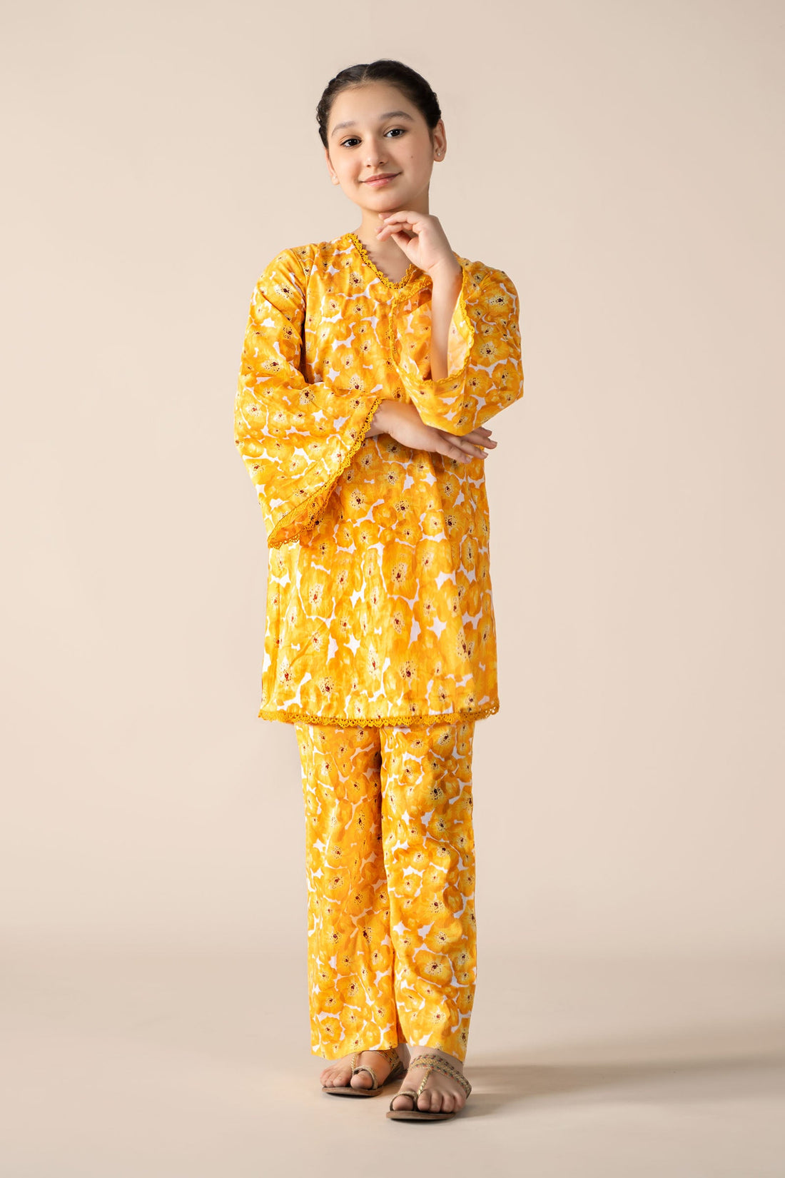 Maria B | Girls | MKD-EF25-69 (Yellow) -  Maria B Maria B Kids - Original Designer Dress - House of Maryam