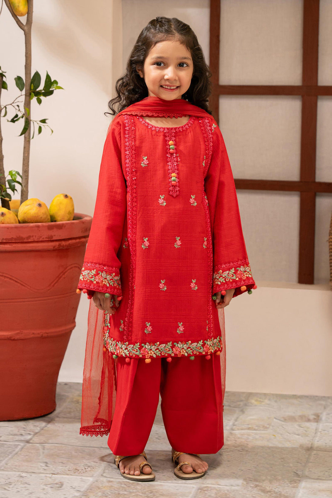 Maria B | Girls | MKD-PF25-01 (Red) -  Maria B Maria B Kids - Original Designer Dress - House of Maryam