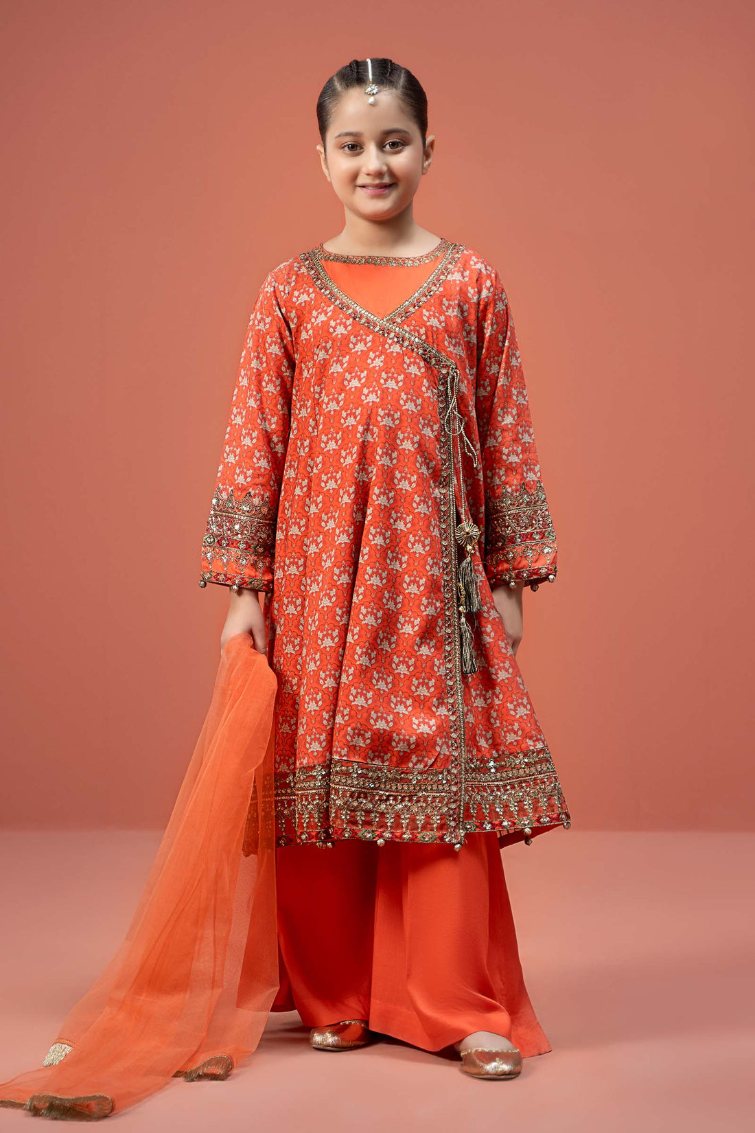 Maria B | Girls | MKD-W24-16 (Orange) -  Maria B Maria B Kids - Original Designer Dress - House of Maryam
