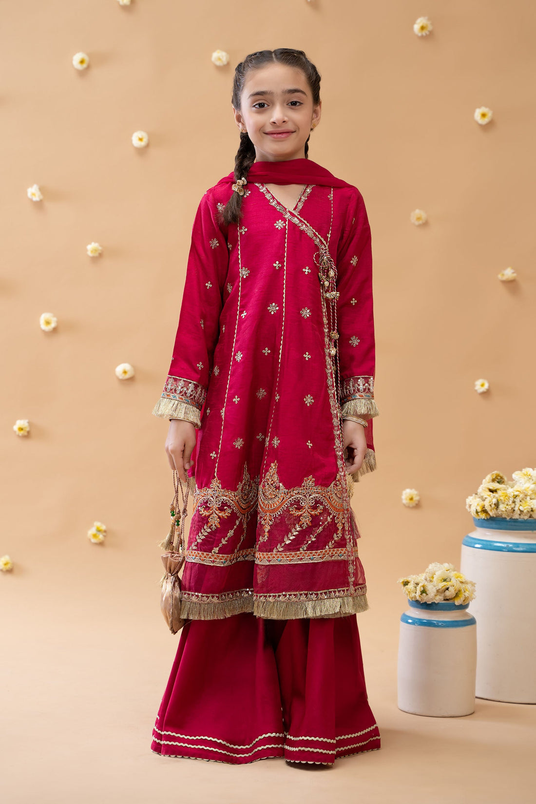 Maria B | Girls | MKS-EA23-01R1 (Pink) -  Maria B Maria B Kids - Original Designer Dress - House of Maryam
