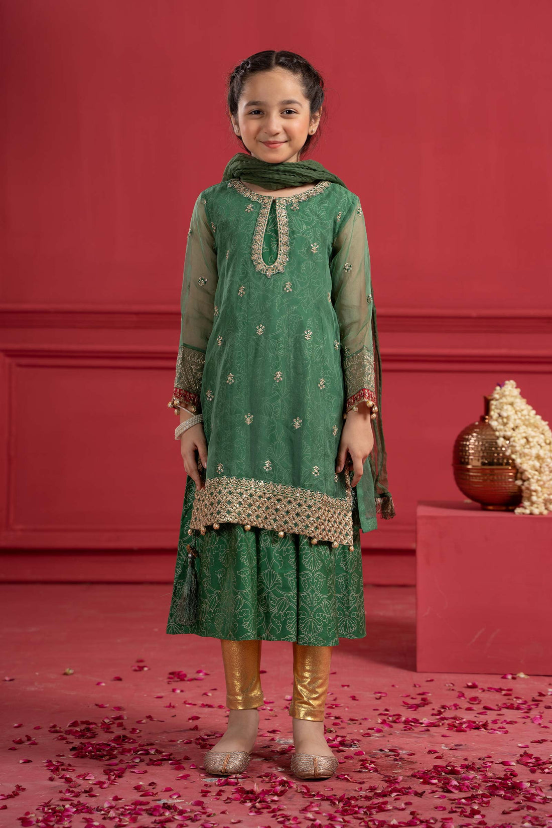Maria B | Girls | MKS-W23-21 (Green) -  Maria B Maria B Kids - Original Designer Dress - House of Maryam