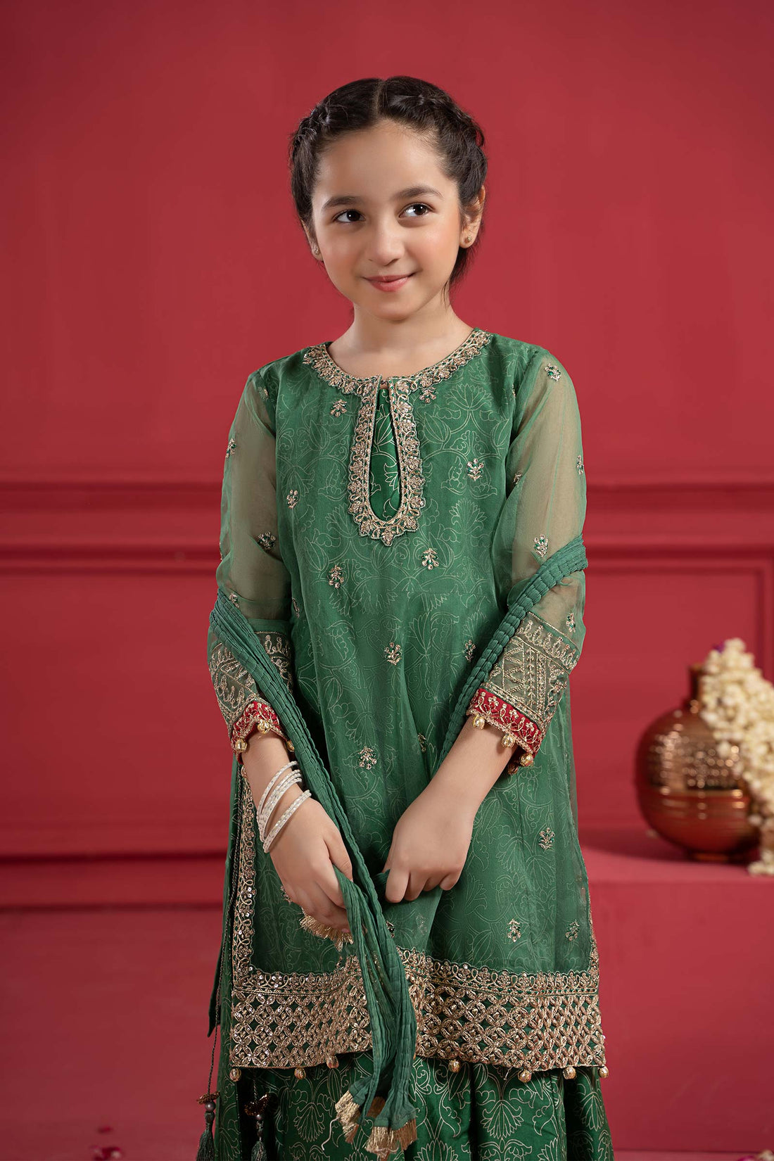 Maria B | Girls | MKS-W23-21 (Green) -  Maria B Maria B Kids - Original Designer Dress - House of Maryam