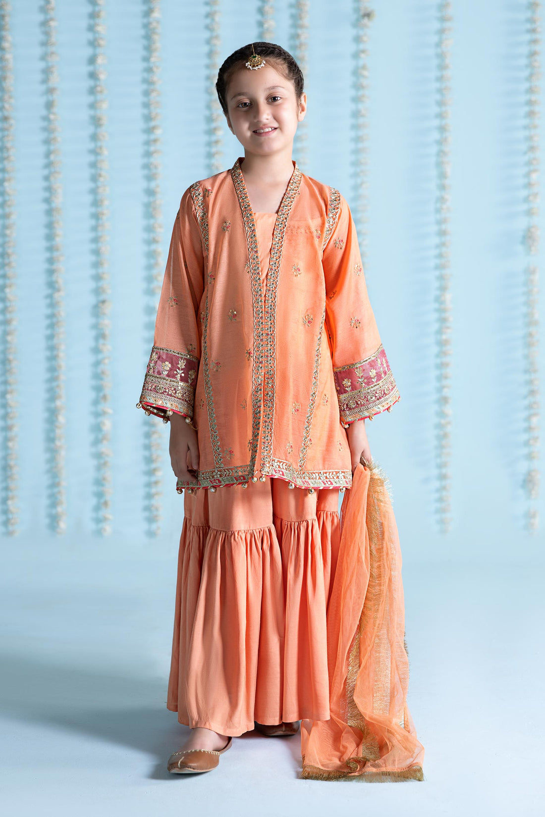 Maria B | Girls | MKS-EA24-04 (Orange) -  Maria B Maria B Kids - Original Designer Dress - House of Maryam