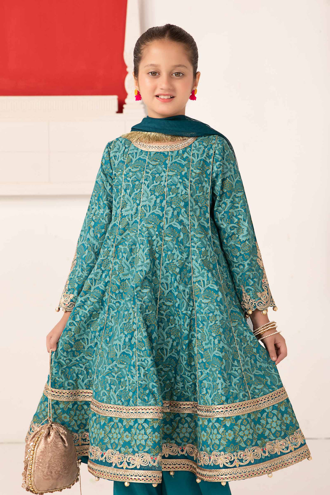 Maria B | Girls | MKS-EA24-05 (Teal) -  Maria B Maria B Kids - Original Designer Dress - House of Maryam