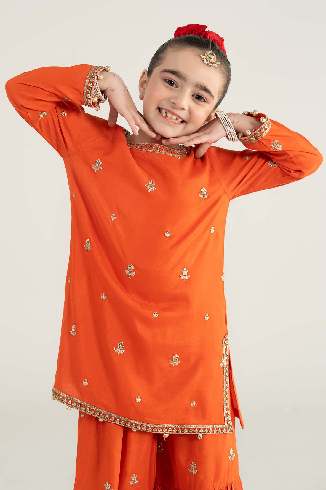 Maria B | Girls | MKS-EA25-30 (Orange) -  Maria B Maria B Kids - Original Designer Dress - House of Maryam