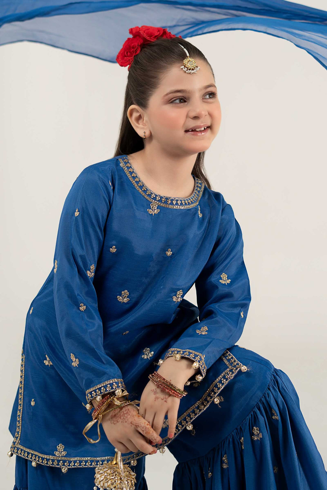 Maria B | Girls | MKS-EA25-30 (Blue) -  Maria B Maria B Kids - Original Designer Dress - House of Maryam