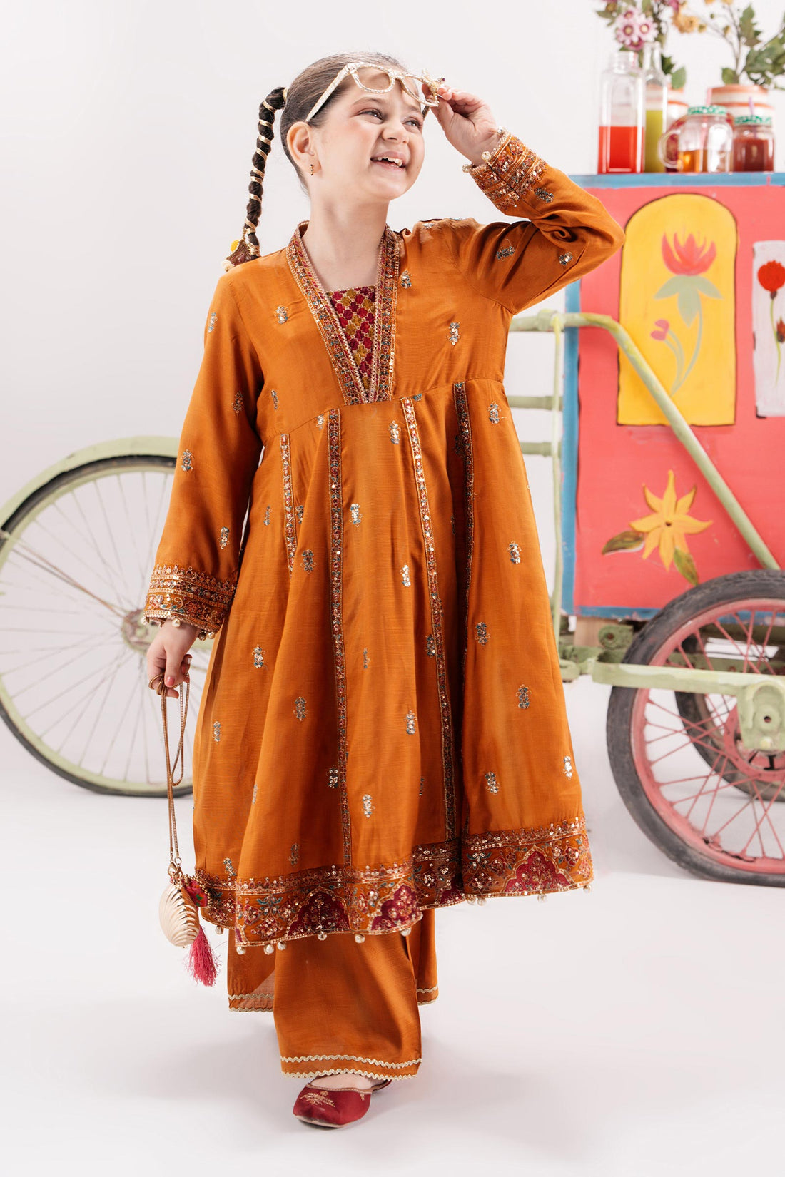 Maria B | Girls | MKS-EA25-53 (Mustard) -  Maria B Maria B Kids - Original Designer Dress - House of Maryam