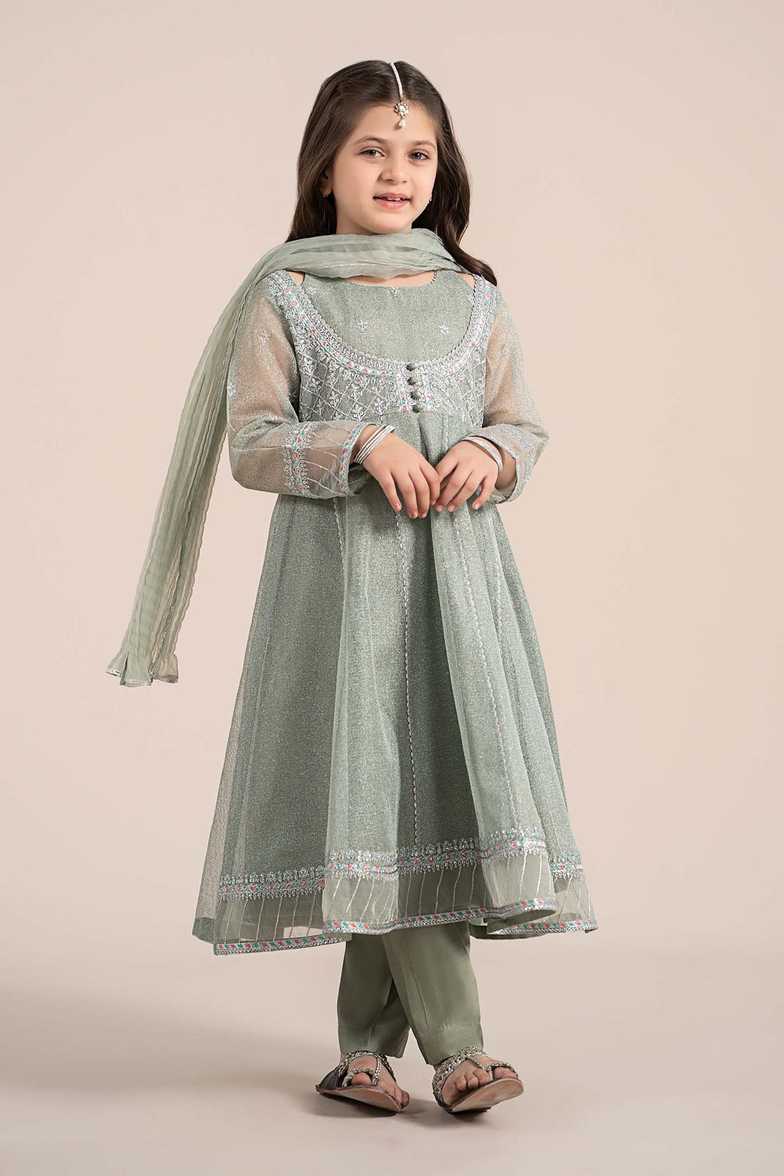Maria B | Girls | MKS-EF25-01 (Mint Green) -  Maria B Maria B Kids - Original Designer Dress - House of Maryam