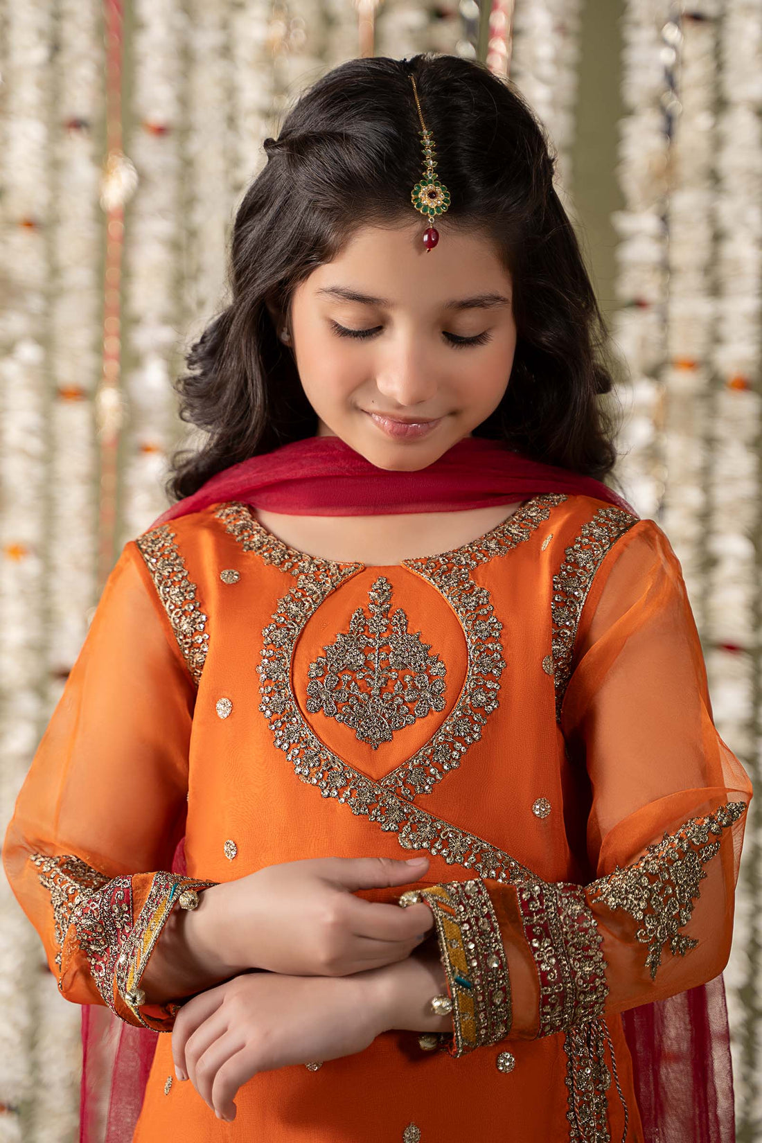 Maria B | Girls | MKS-EF25-21 (Orange) -  Maria B Maria B Kids - Original Designer Dress - House of Maryam