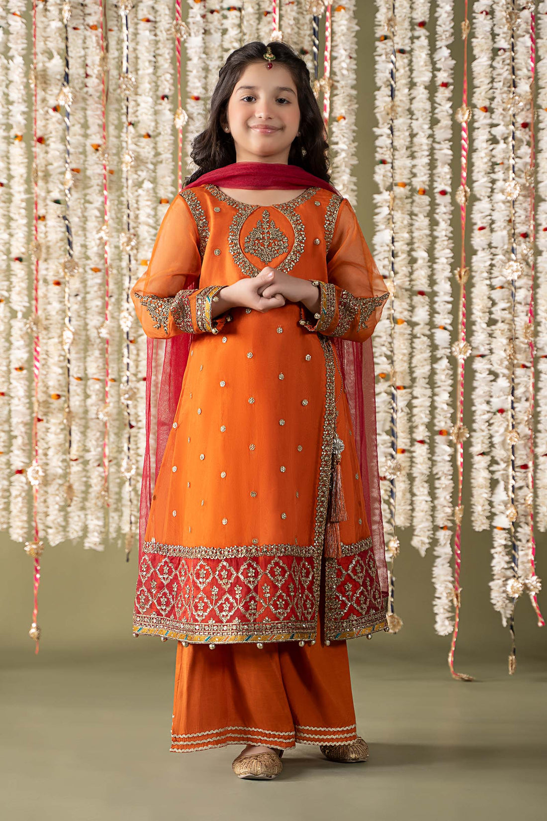 Maria B | Girls | MKS-EF25-21 (Orange) -  Maria B Maria B Kids - Original Designer Dress - House of Maryam