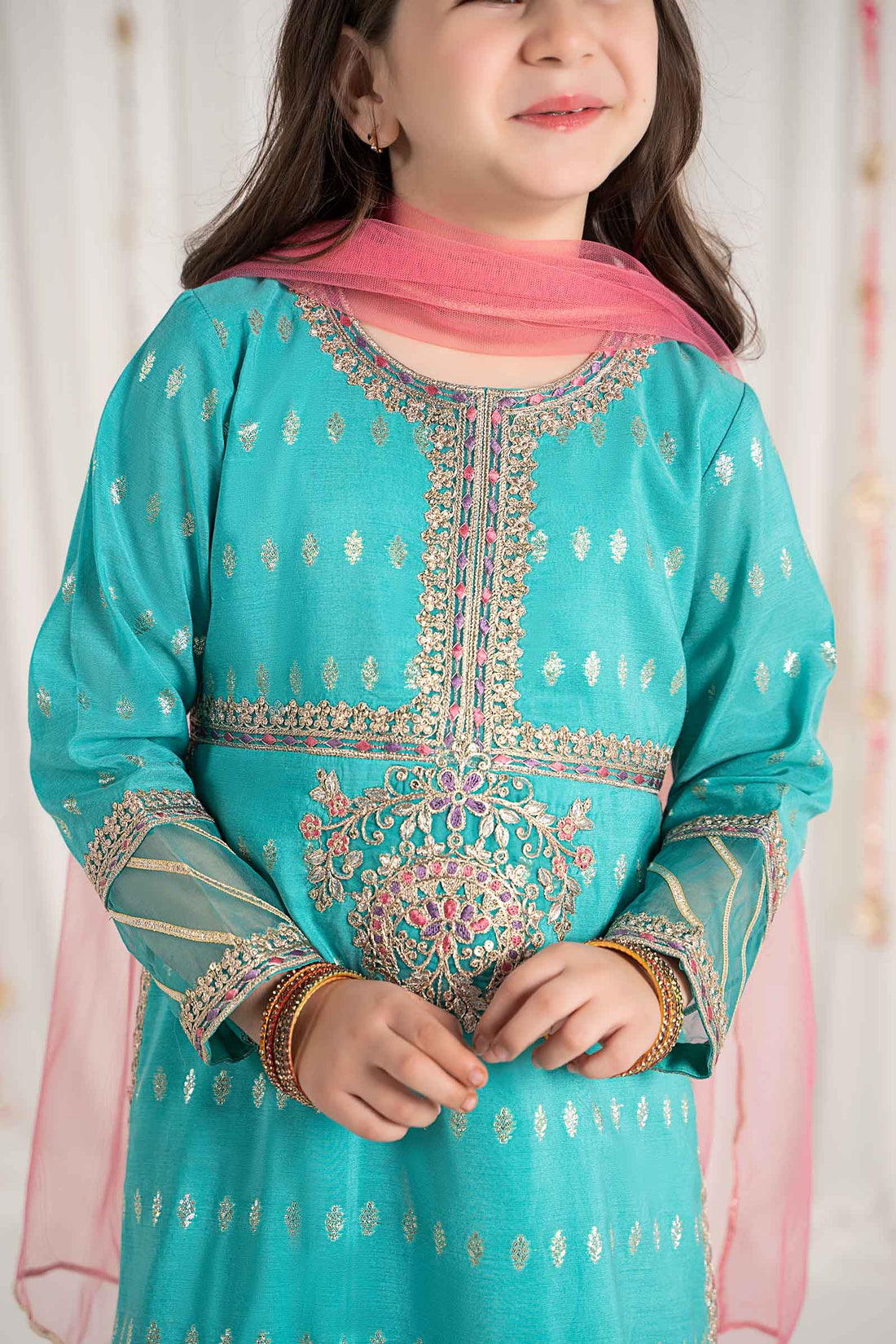 Maria B | Girls | MKS-EF25-30 (Blue) -  Maria B Maria B Kids - Original Designer Dress - House of Maryam