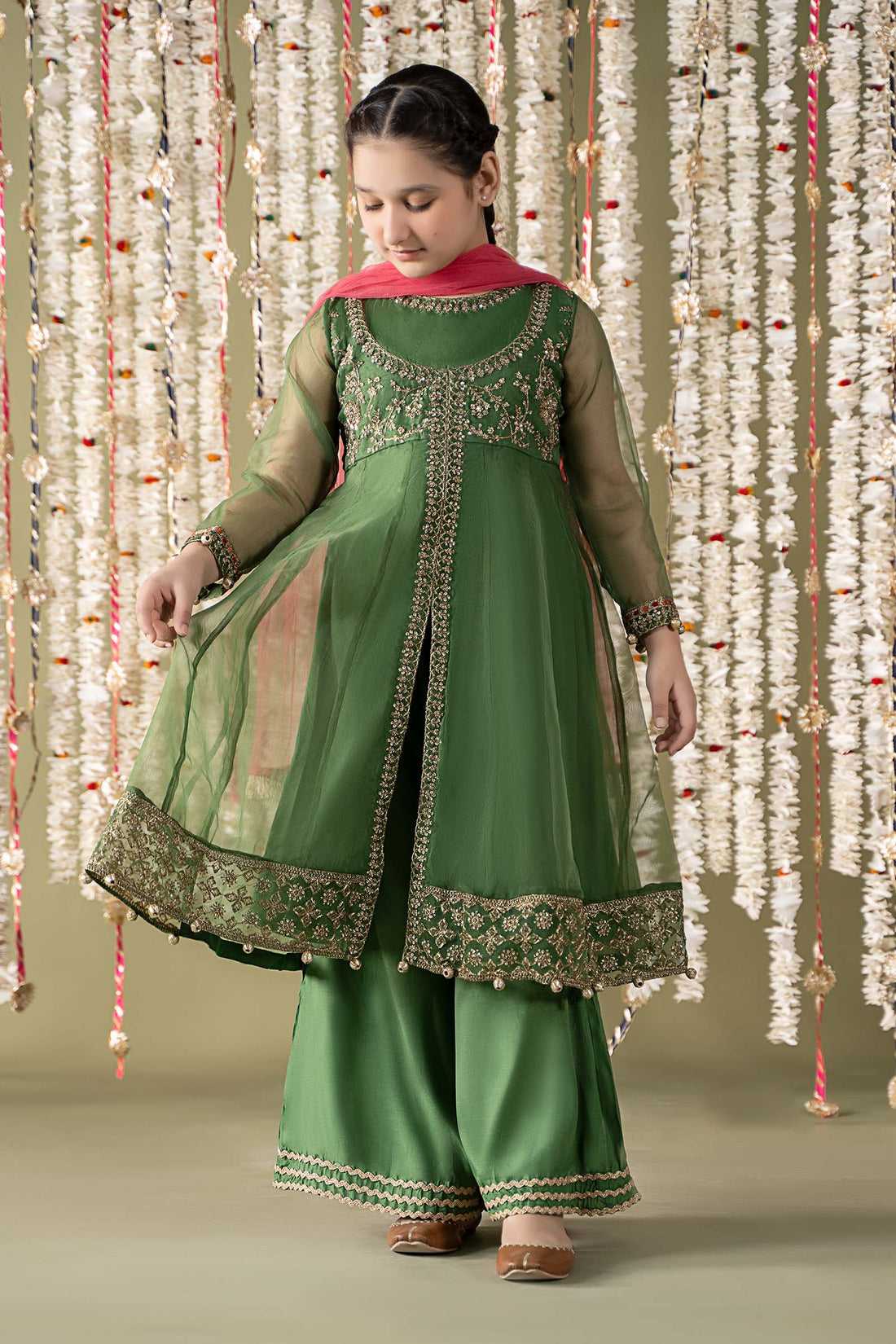 Maria B | Girls | MKS-EF25-32 (Green) -  Maria B Maria B Kids - Original Designer Dress - House of Maryam