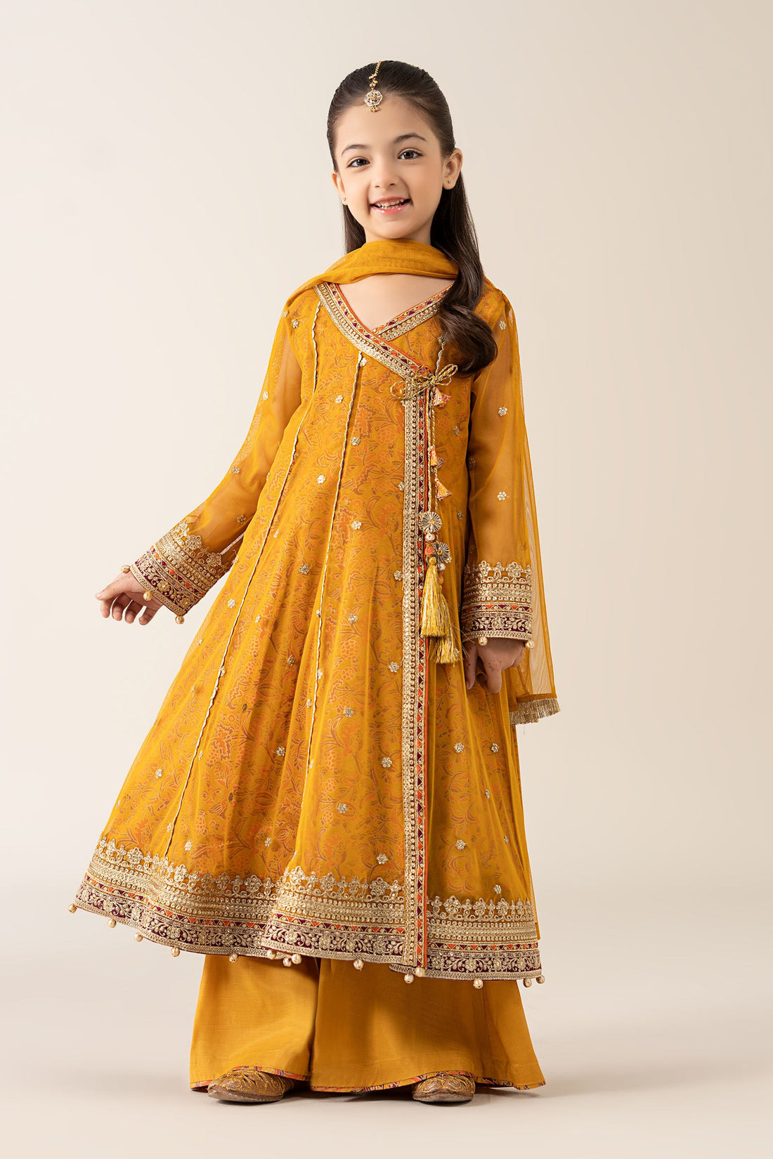 Maria B | Girls | MKS-PF25-02 (Mustard) -  Maria B Maria B Kids - Original Designer Dress - House of Maryam