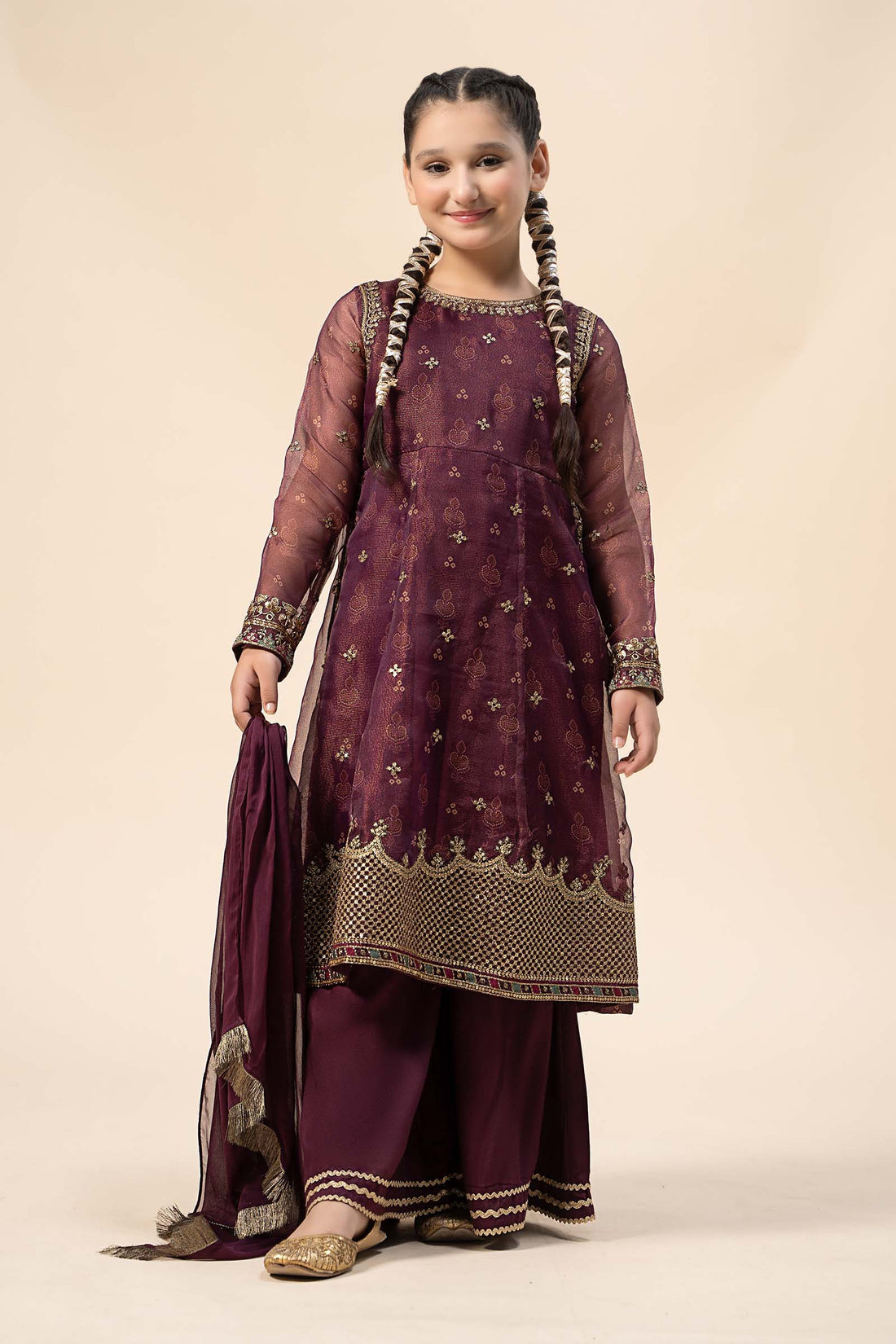 Maria B | Girls | MKS-W24-01 (Purple) -  Maria B Maria B Kids - Original Designer Dress - House of Maryam