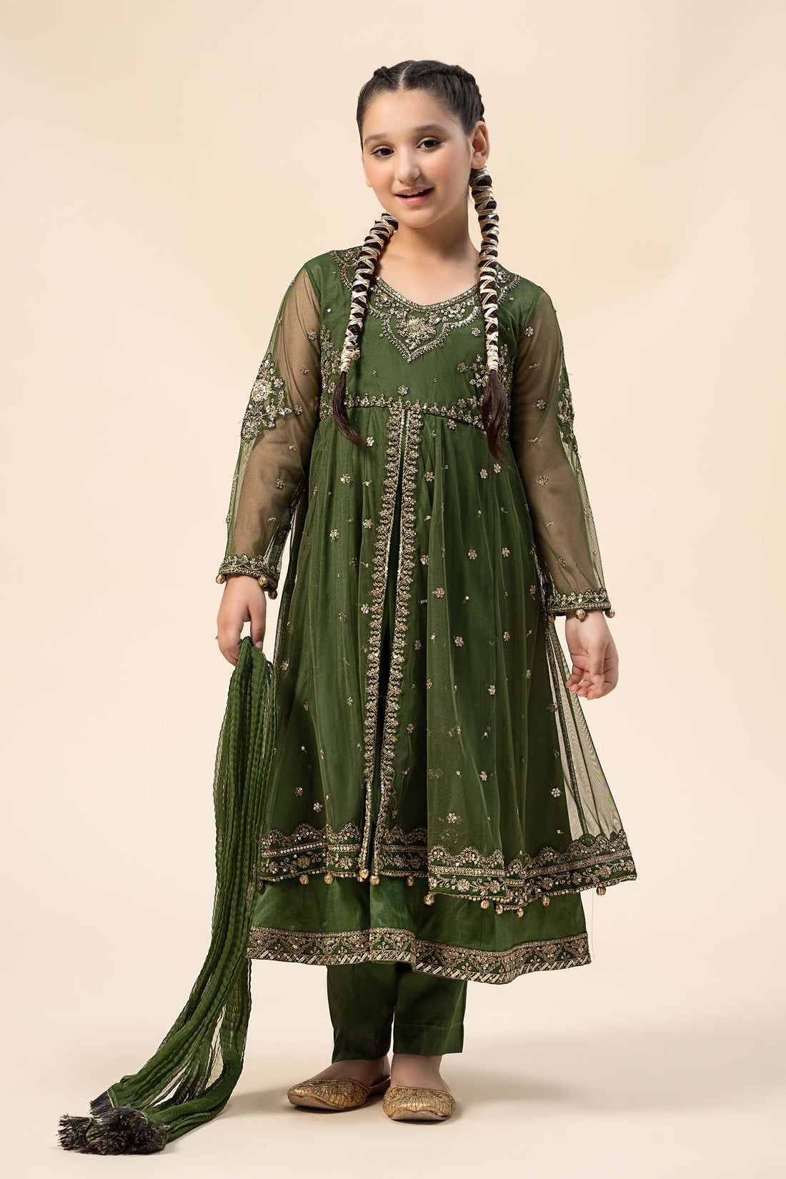 Maria B | Girls | MKS-W24-25 (Green) -  Maria B Maria B Kids - Original Designer Dress - House of Maryam
