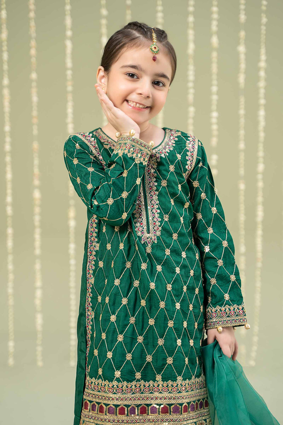 Maria B | Girls | MKS-W24-28 (Green) -  Maria B Maria B Kids - Original Designer Dress - House of Maryam