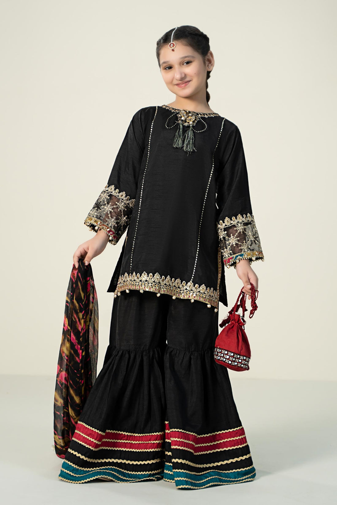 Maria B | Girls | MKS-W24-31 (Black) -  Maria B Maria B Kids - Original Designer Dress - House of Maryam