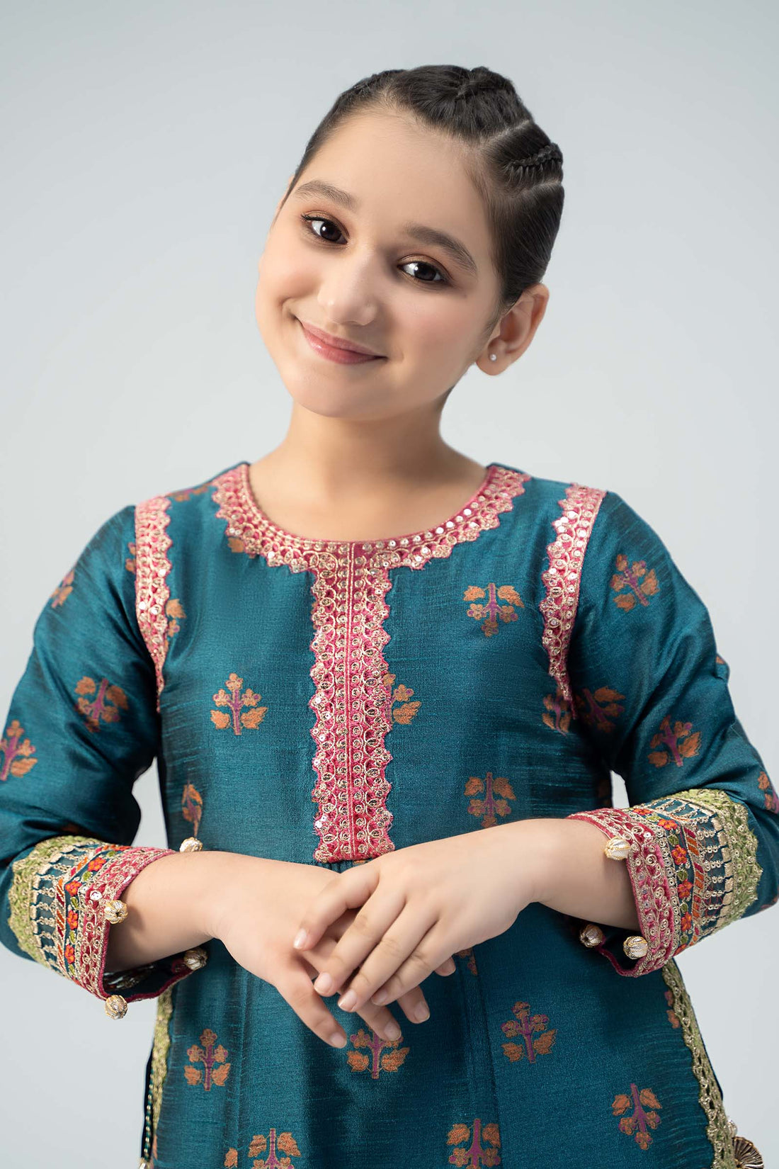 Maria B | Girls | MKS-W24-33 (Teal) -  Maria B Maria B Kids - Original Designer Dress - House of Maryam