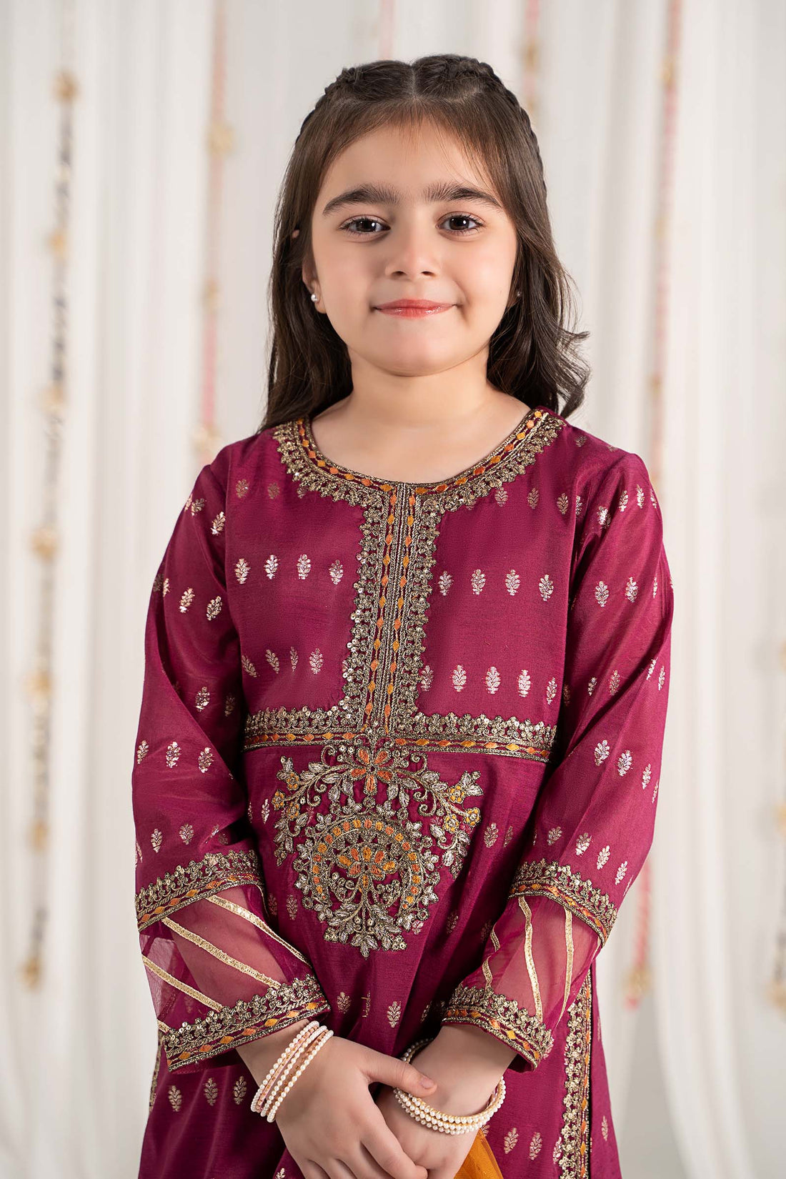 Maria B | Girls | MKS-EF25-30 (Magenta) -  Maria B Maria B Kids - Original Designer Dress - House of Maryam