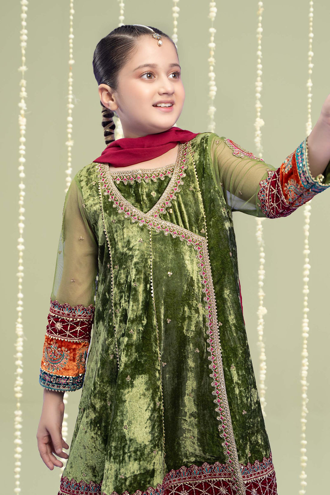 Maria B | Girls | MKS-W24-15 (Green) -  Maria B Maria B Kids - Original Designer Dress - House of Maryam