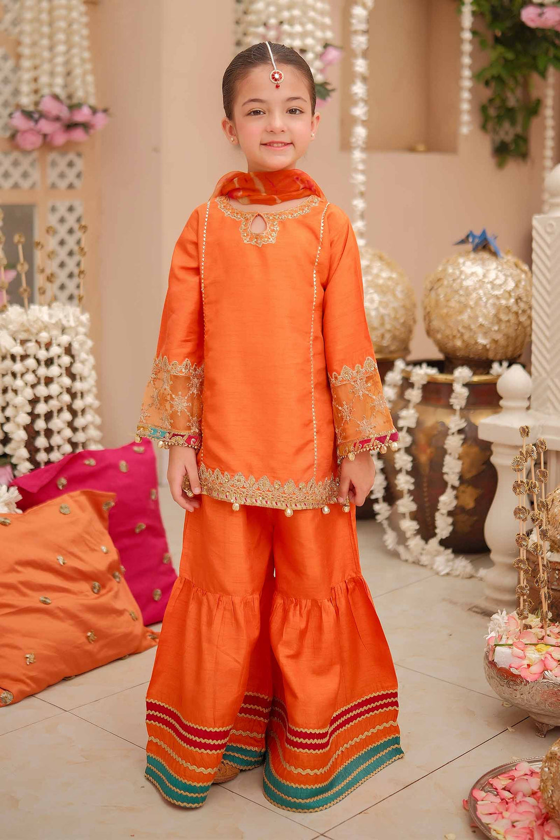 Maria B | Girls | MKS-W24-31 (Orange) -  Maria B Maria B Kids - Original Designer Dress - House of Maryam