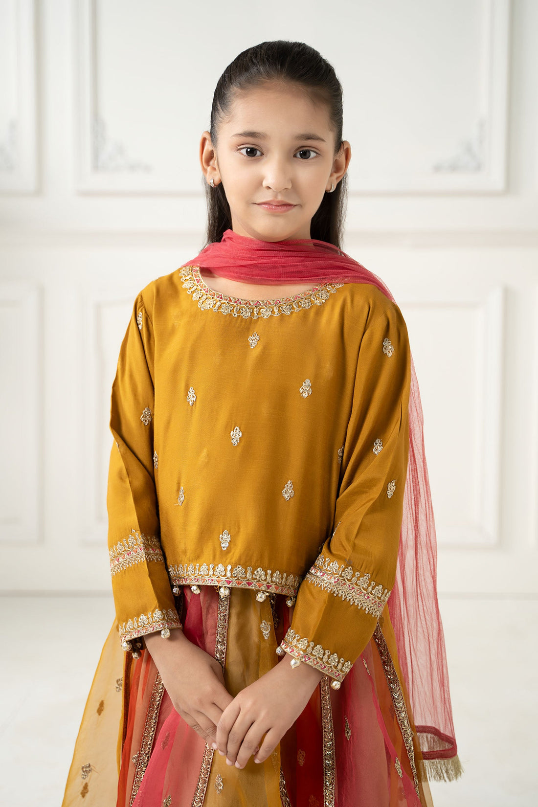 Maria B | Girls | MKS-EF25-29 (Mustard) -  Maria B Maria B Kids - Original Designer Dress - House of Maryam