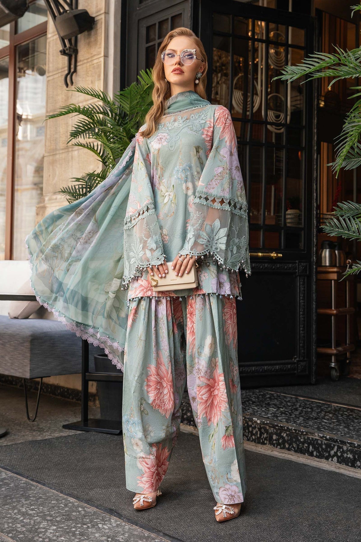Maria B | M Prints Fall Edit 24 |  MPT-2306-A -  Maria B Luxury - Original Designer Dress - House of Maryam
