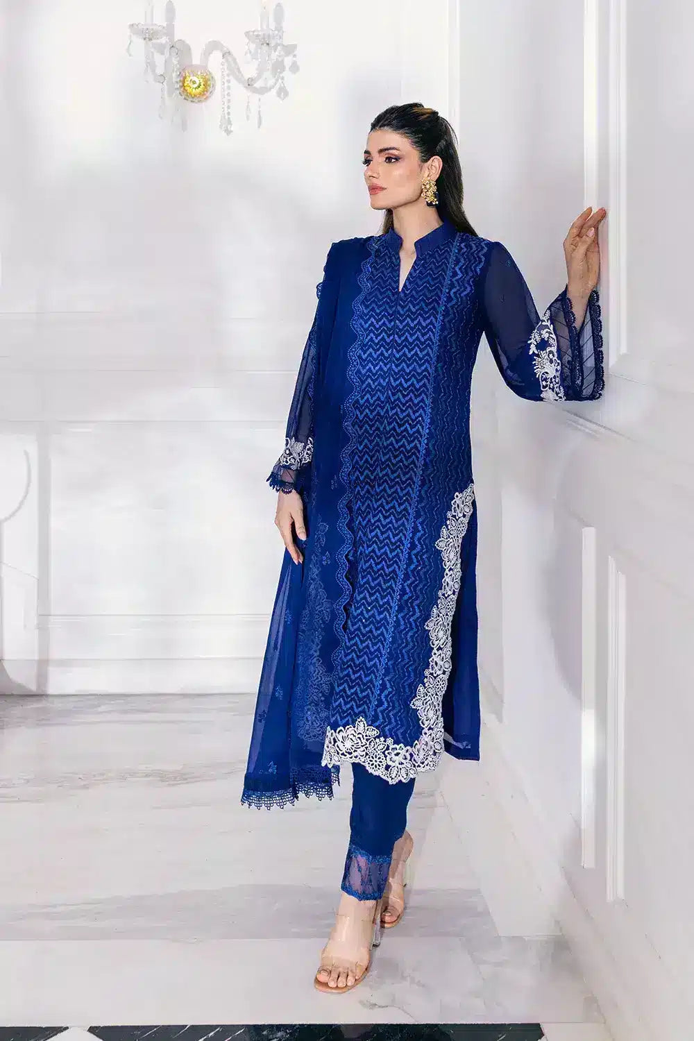 Azure | Embroidered Ensembles 23 | Mellow Breeze -  Azure Formal - Original Designer Dress - House of Maryam