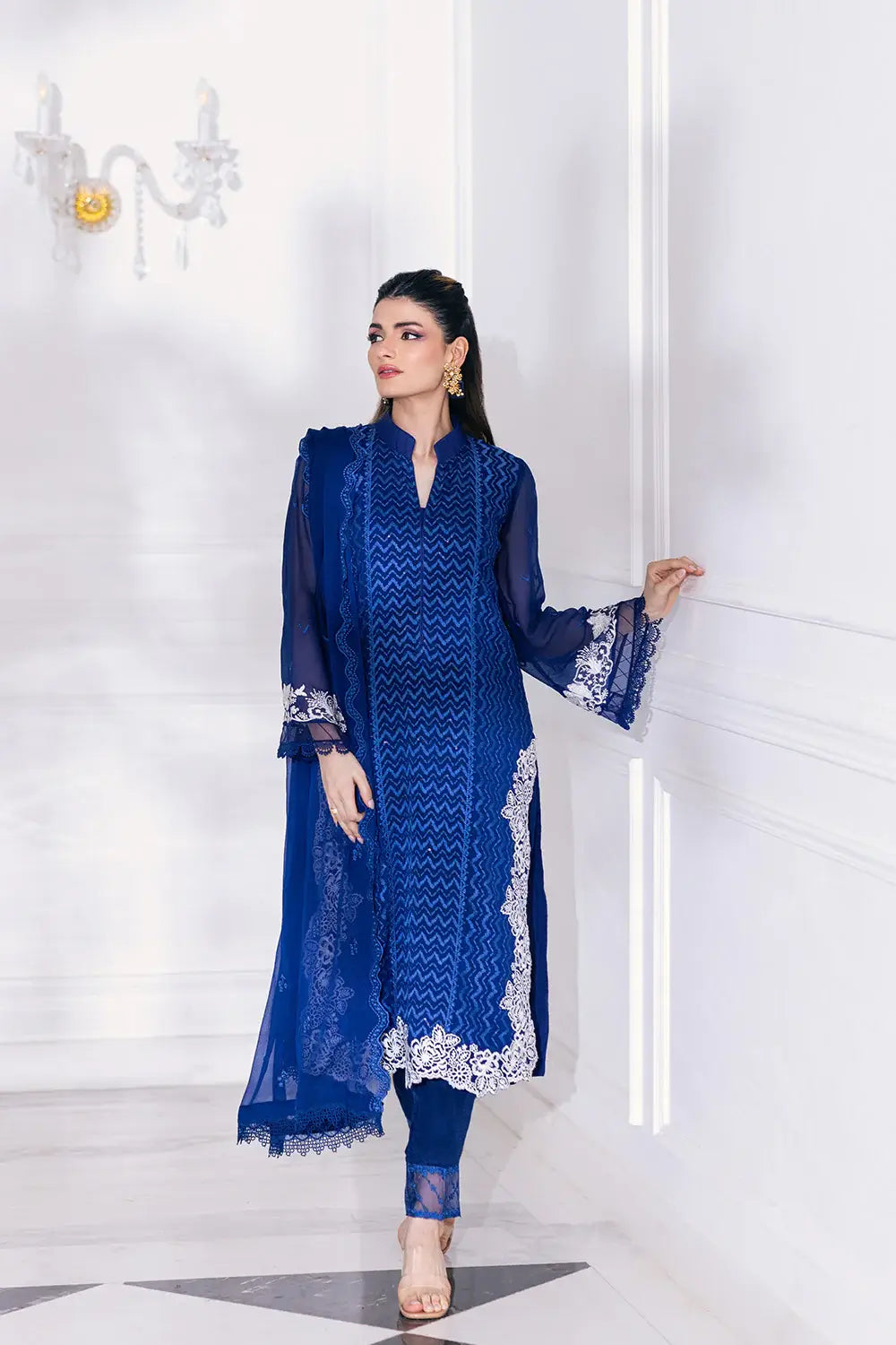 Azure | Embroidered Ensembles 23 | Mellow Breeze -  Azure Formal - Original Designer Dress - House of Maryam