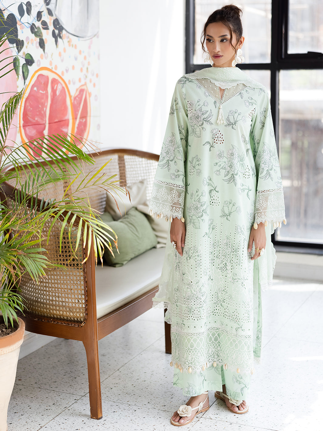 Mahnur | After Hours Luxury Lawn 25 | Mint Mirage -  Mahnur Ladies Clothes - Original Designer Dress - House of Maryam