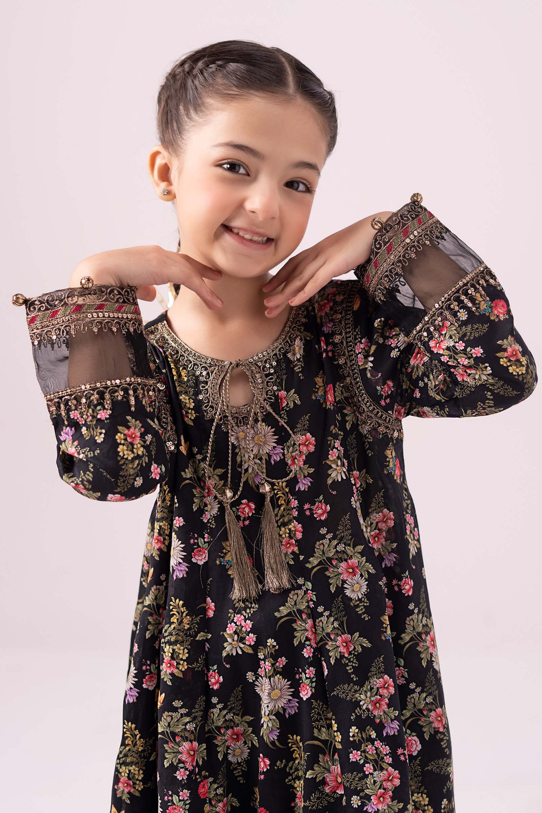 Maria B | Girls | MKD-EA24-21R1 (Black Printed) -  Maria B Maria B Kids - Original Designer Dress - House of Maryam