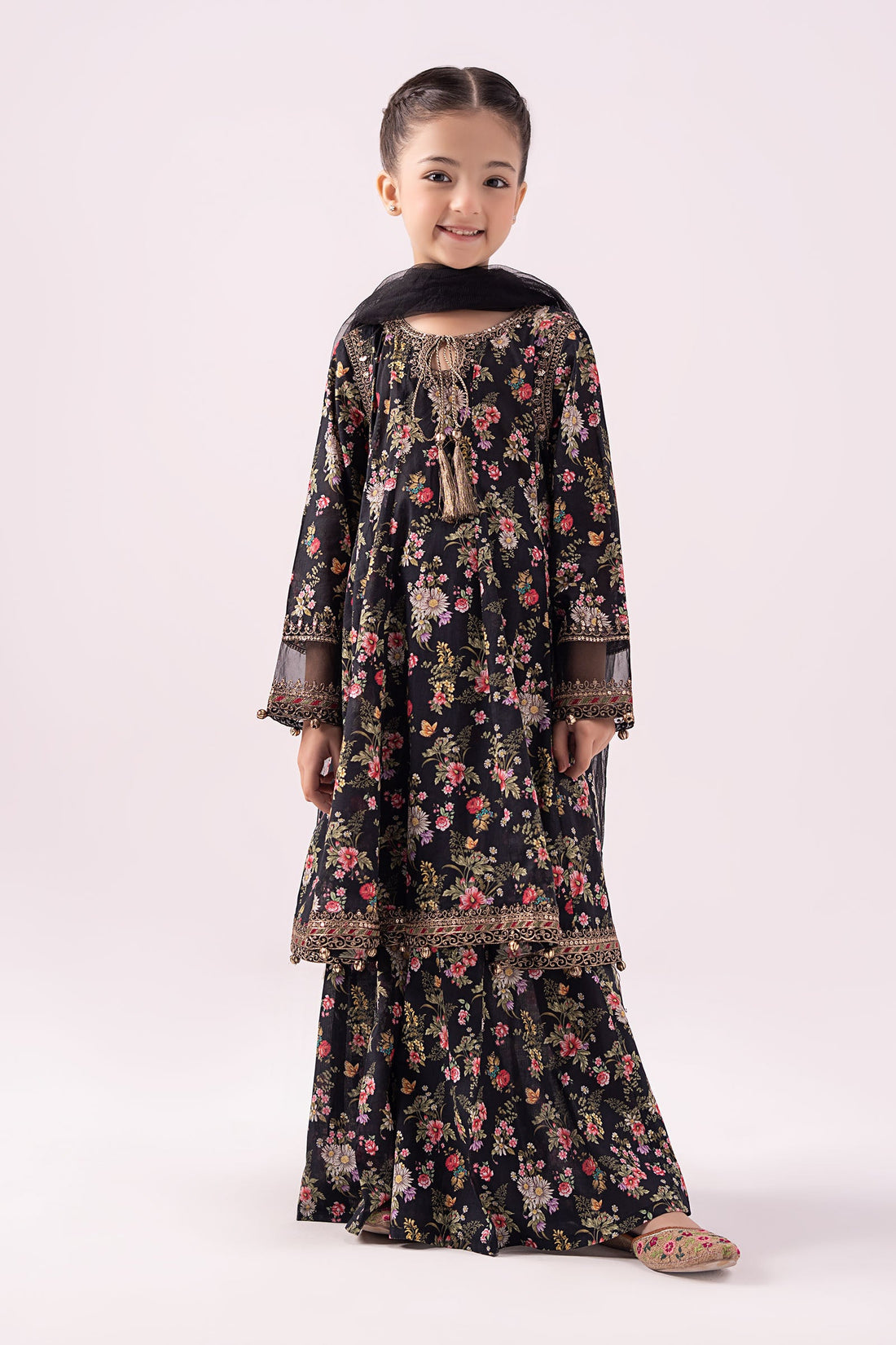 Maria B | Girls | MKD-EA24-21R1 (Black Printed) -  Maria B Maria B Kids - Original Designer Dress - House of Maryam