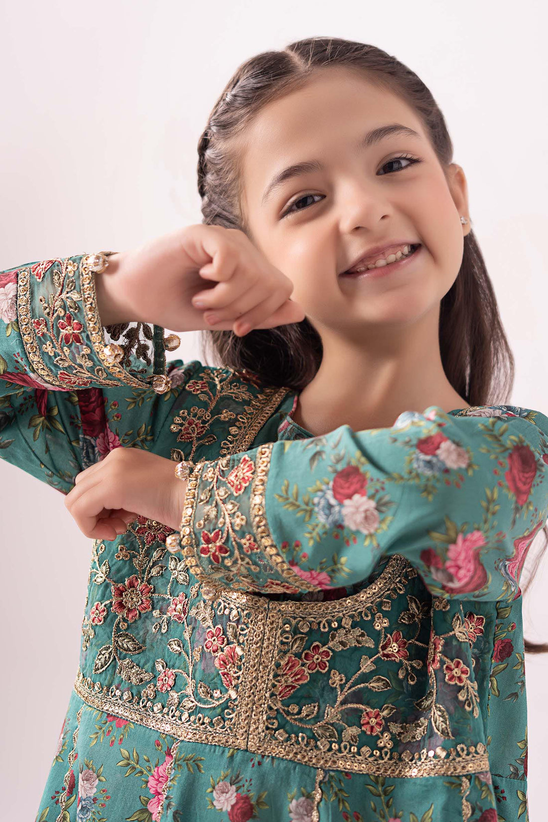 Maria B | Girls | MKD-EF24-32R1 (Ferozi) -  Maria B Maria B Kids - Original Designer Dress - House of Maryam