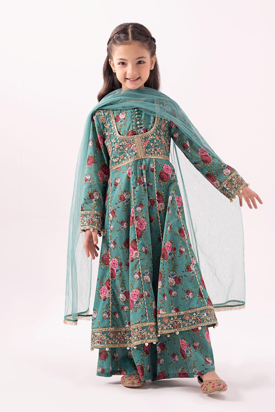 Maria B | Girls | MKD-EF24-32R1 (Ferozi) -  Maria B Maria B Kids - Original Designer Dress - House of Maryam