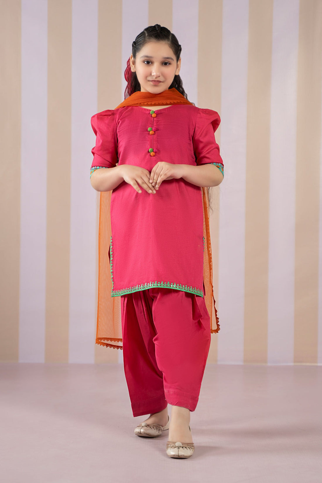 Maria B | Girls | MKD-EF25-55 (Pink) -  Maria B Maria B Kids - Original Designer Dress - House of Maryam