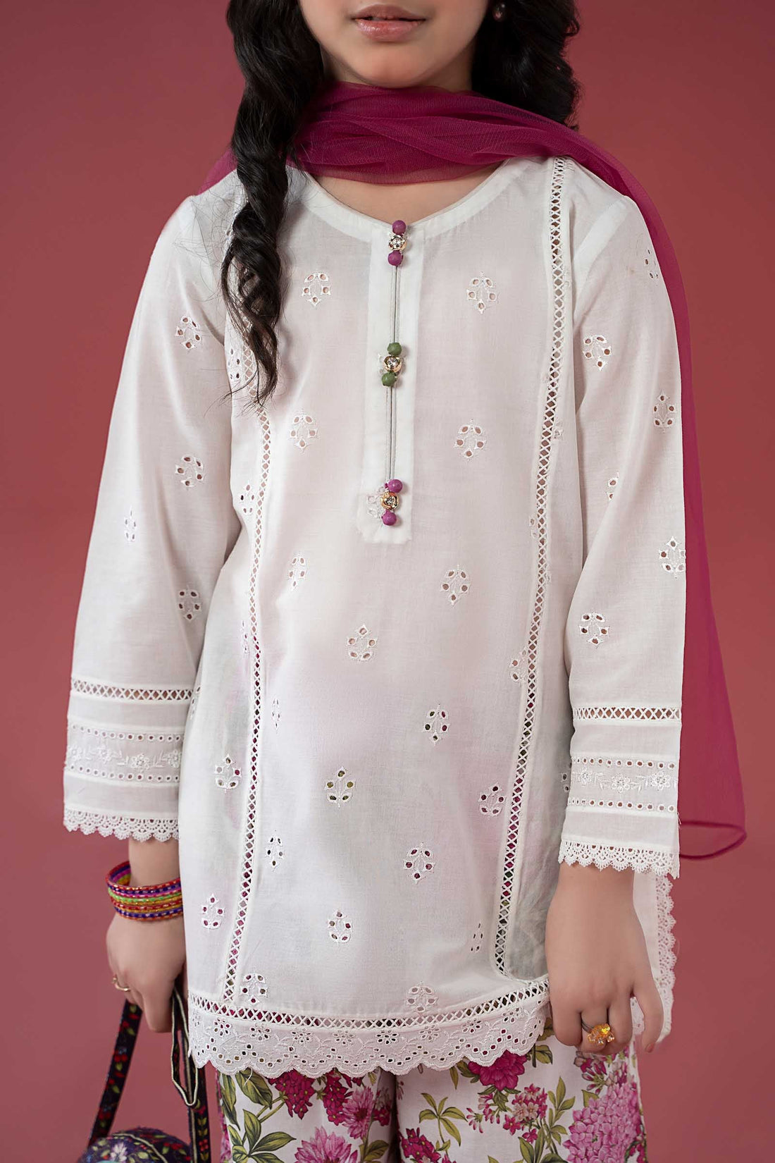 Maria B | Girls | MKD-EF25-70 (White) -  Maria B Maria B Kids - Original Designer Dress - House of Maryam