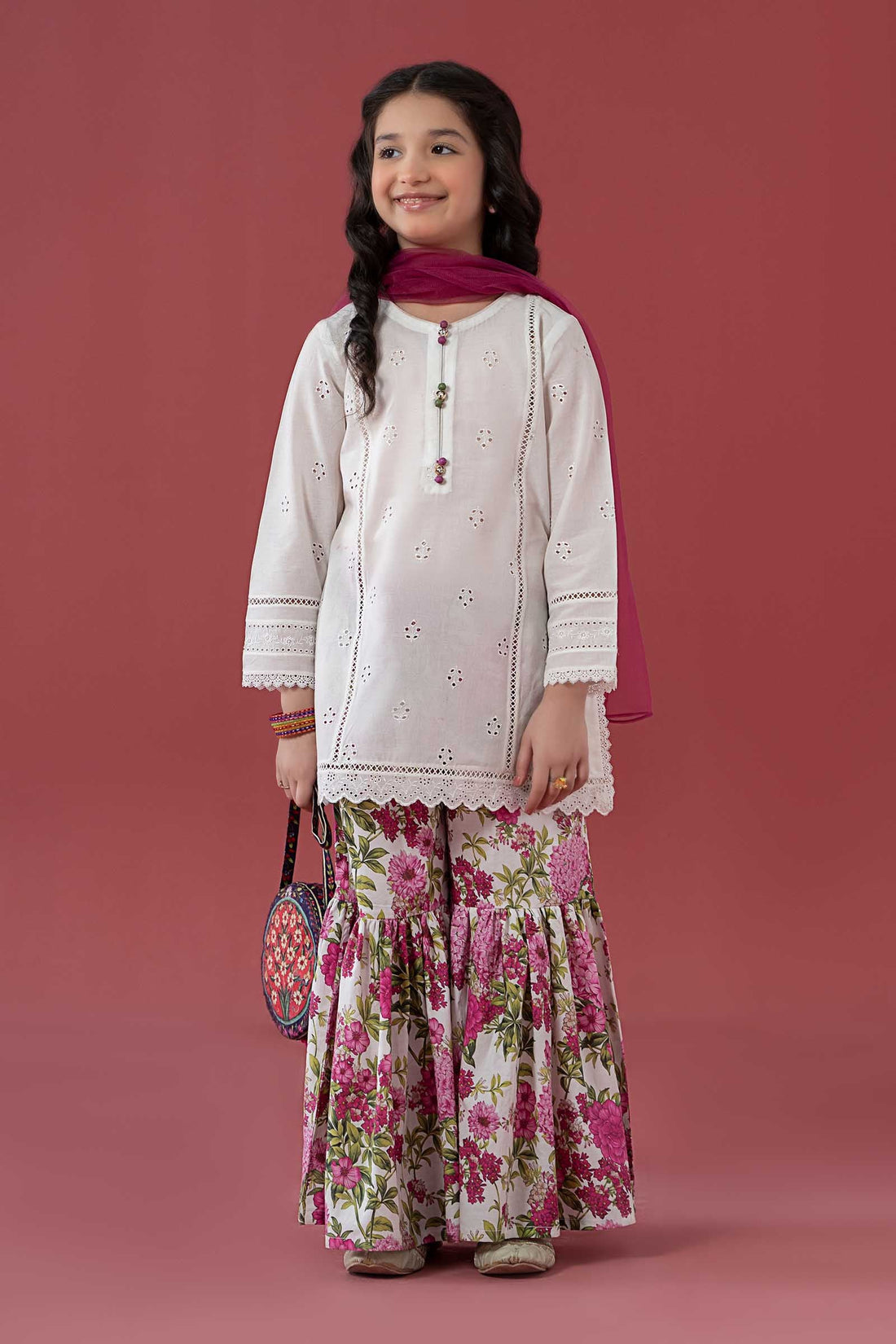 Maria B | Girls | MKD-EF25-70 (White) -  Maria B Maria B Kids - Original Designer Dress - House of Maryam
