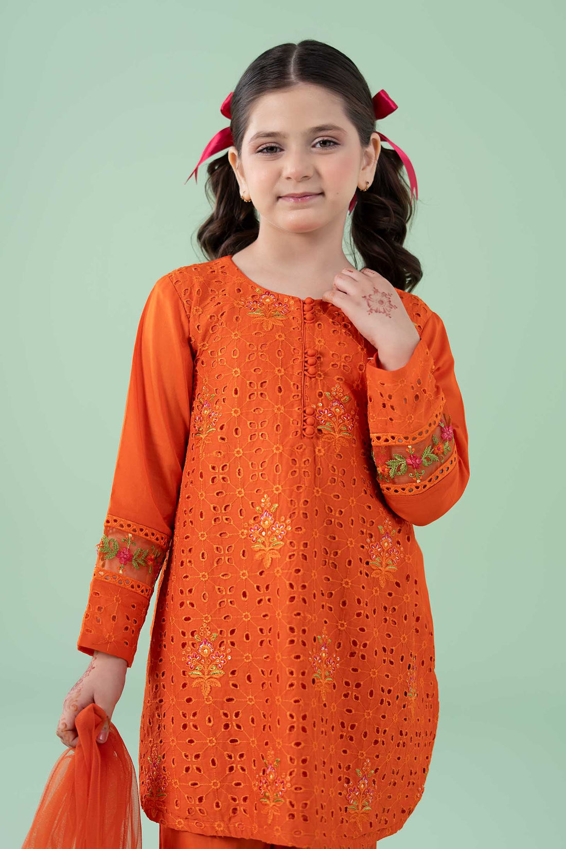 Maria B | Girls | MKD-EA25-08 (Orange) -  Maria B Maria B Kids - Original Designer Dress - House of Maryam