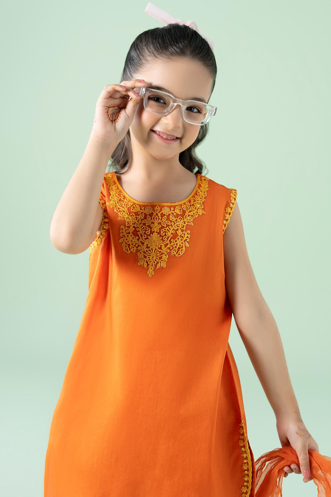 Maria B | Girls | MKD-EA25-12 (Orange) -  Maria B Maria B Kids - Original Designer Dress - House of Maryam