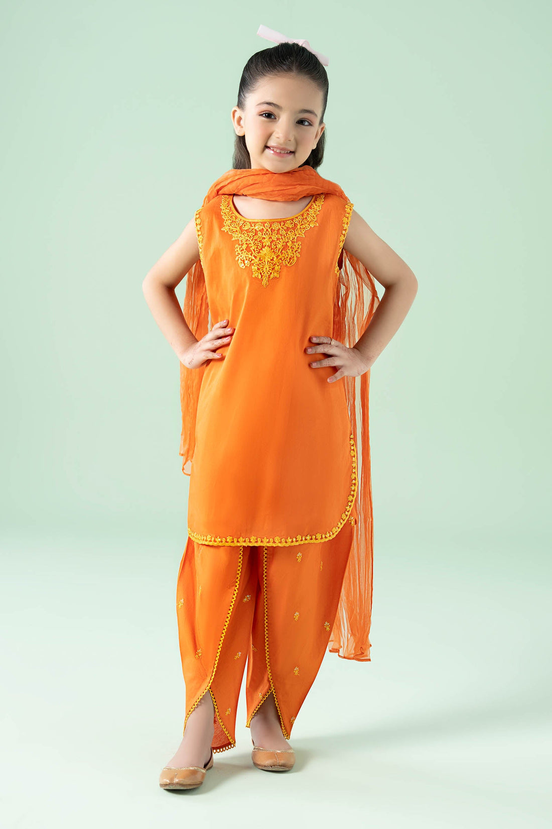 Maria B | Girls | MKD-EA25-12 (Orange) -  Maria B Maria B Kids - Original Designer Dress - House of Maryam