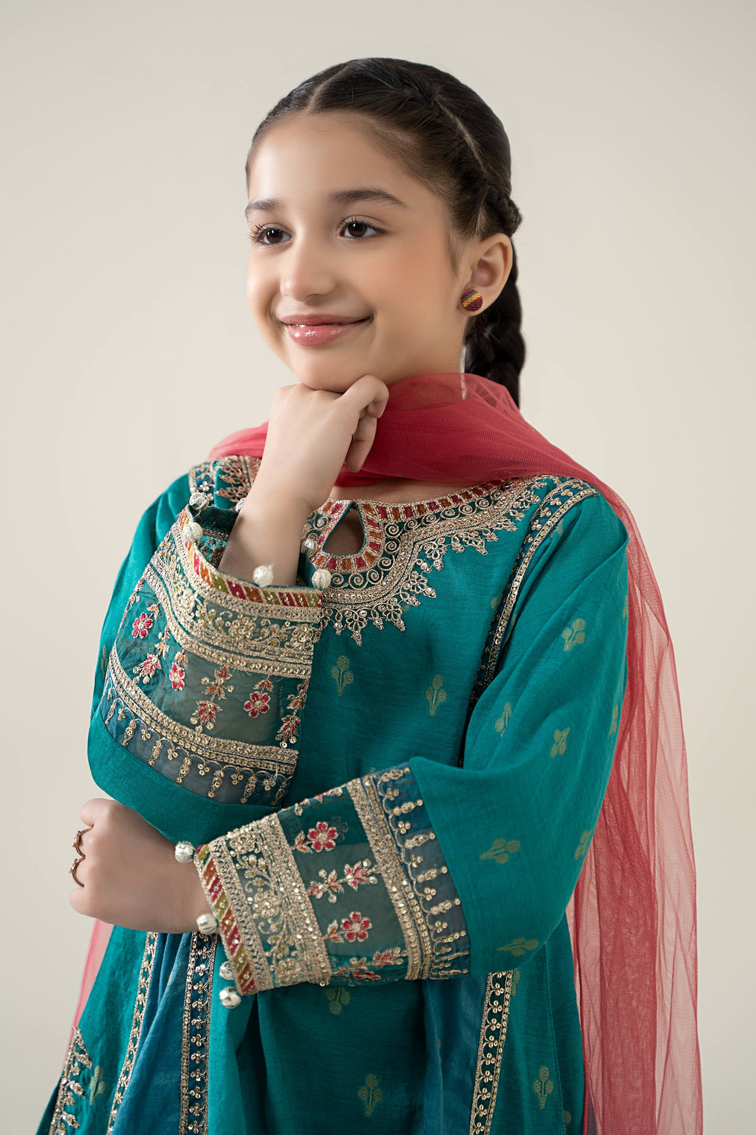 Maria B | Girls | MKS-EA25-21 (Green) -  Maria B Maria B Kids - Original Designer Dress - House of Maryam