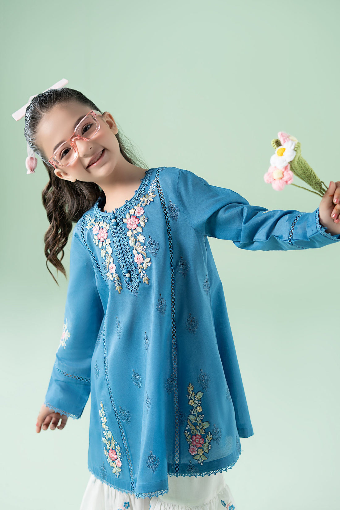 Maria B | Girls | MKD-EA25-22 (Blue) -  Maria B Maria B Kids - Original Designer Dress - House of Maryam
