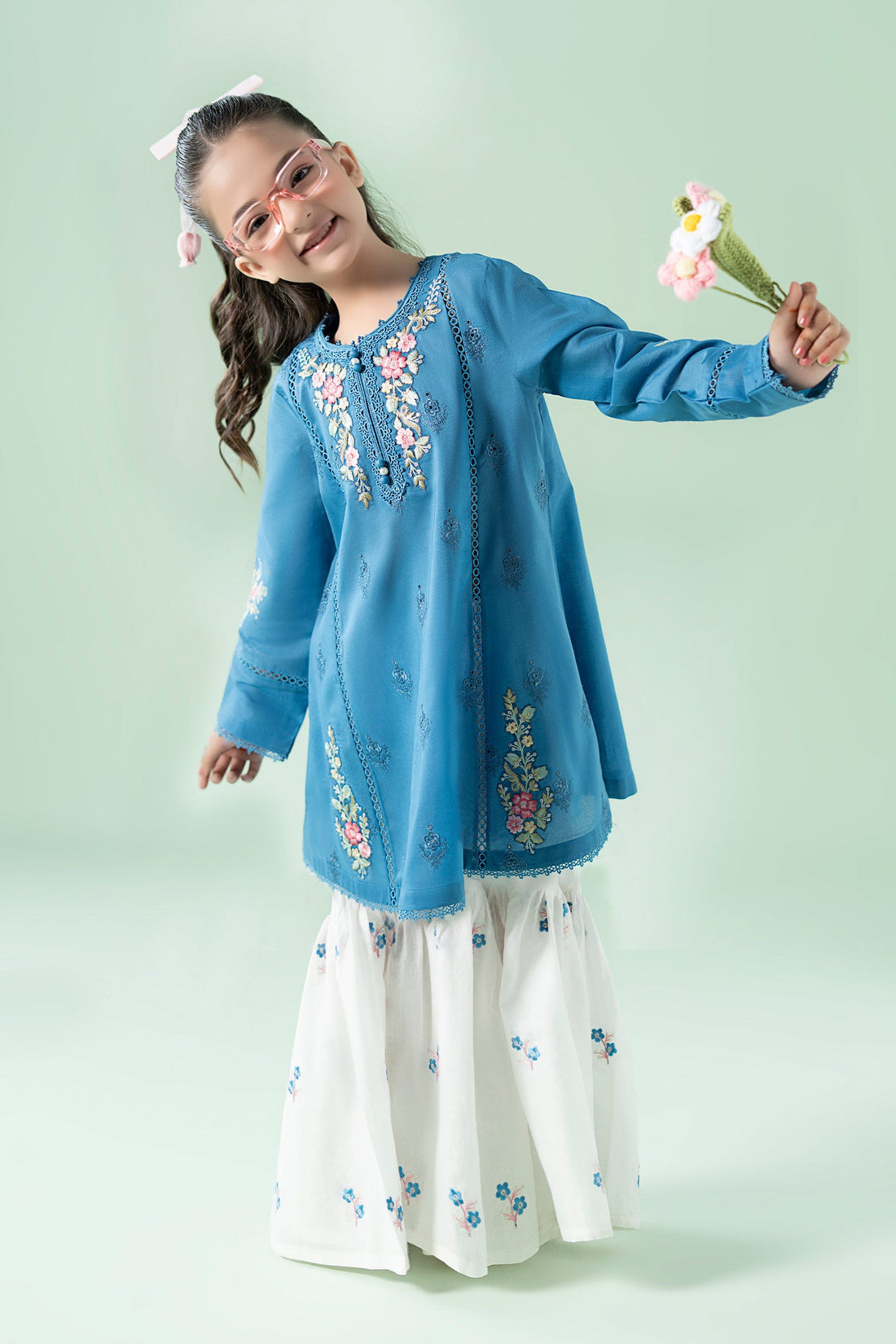 Maria B | Girls | MKD-EA25-22 (Blue) -  Maria B Maria B Kids - Original Designer Dress - House of Maryam