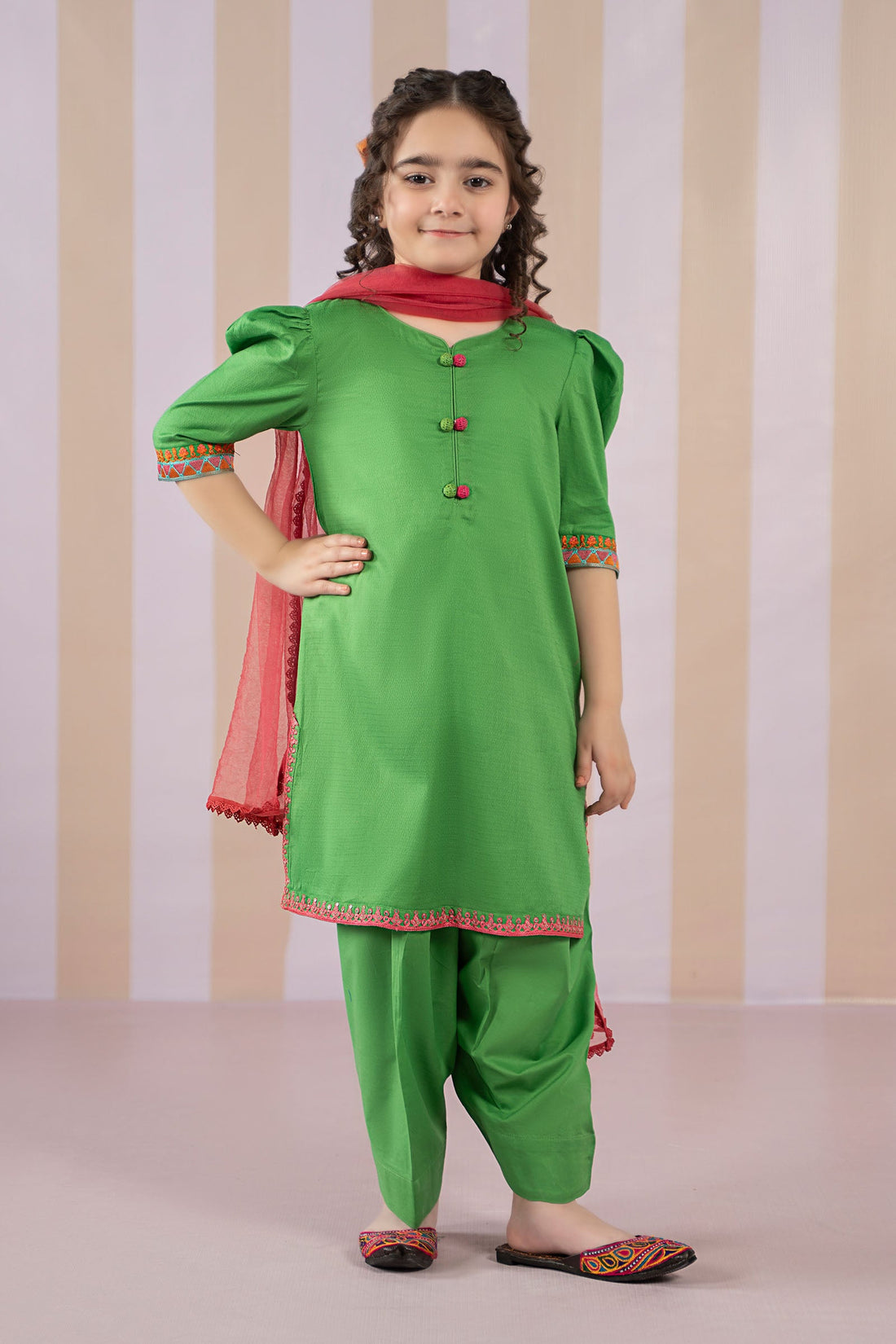 Maria B | Girls | MKD-EF25-55 (Green) -  Maria B Maria B Kids - Original Designer Dress - House of Maryam