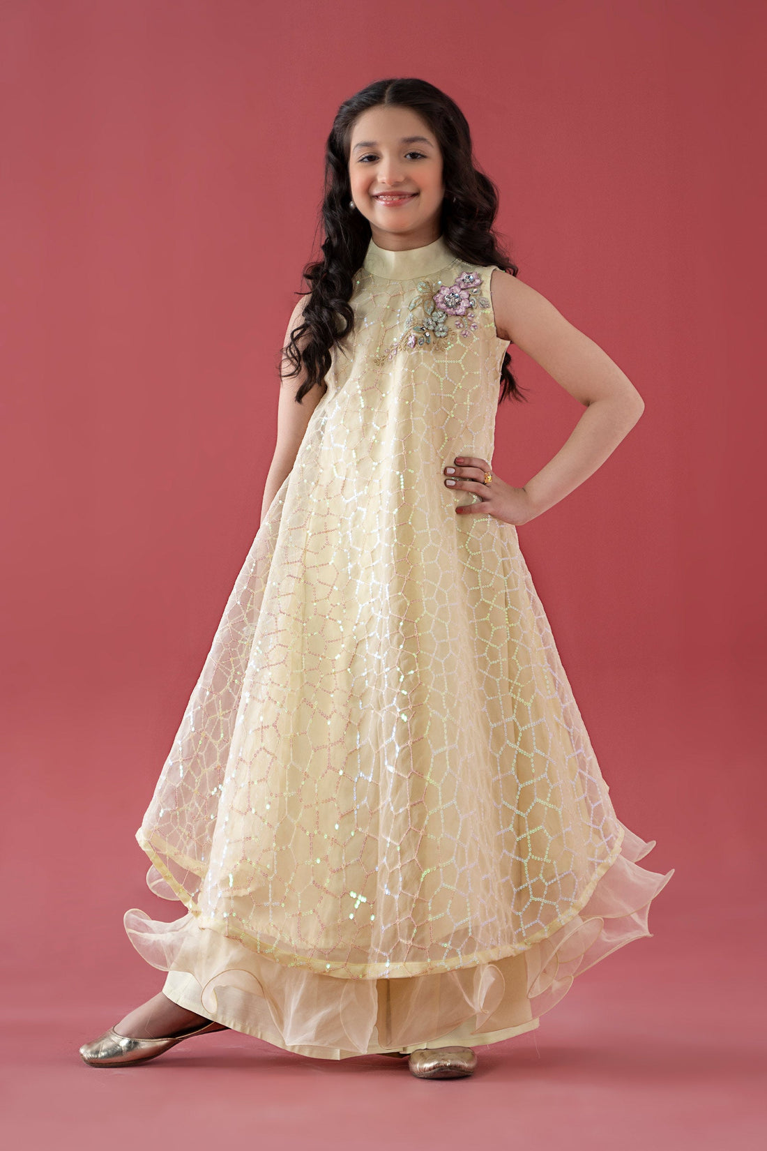 Maria B | Girls | MKS-EA25-01 (Yellow) -  Maria B Maria B Kids - Original Designer Dress - House of Maryam
