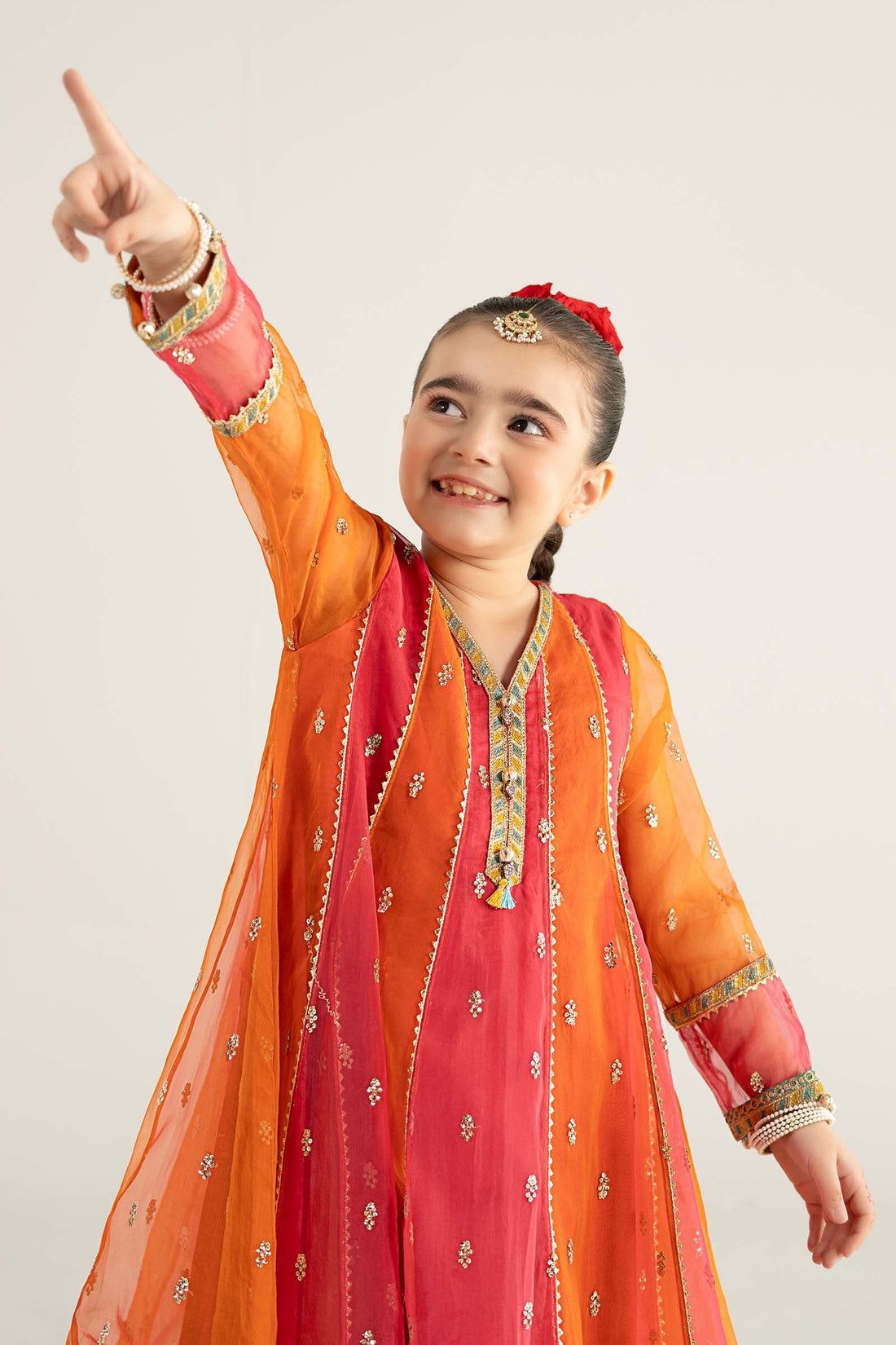 Maria B | Girls | MKS-EA25-41 (Orange) -  Maria B Maria B Kids - Original Designer Dress - House of Maryam