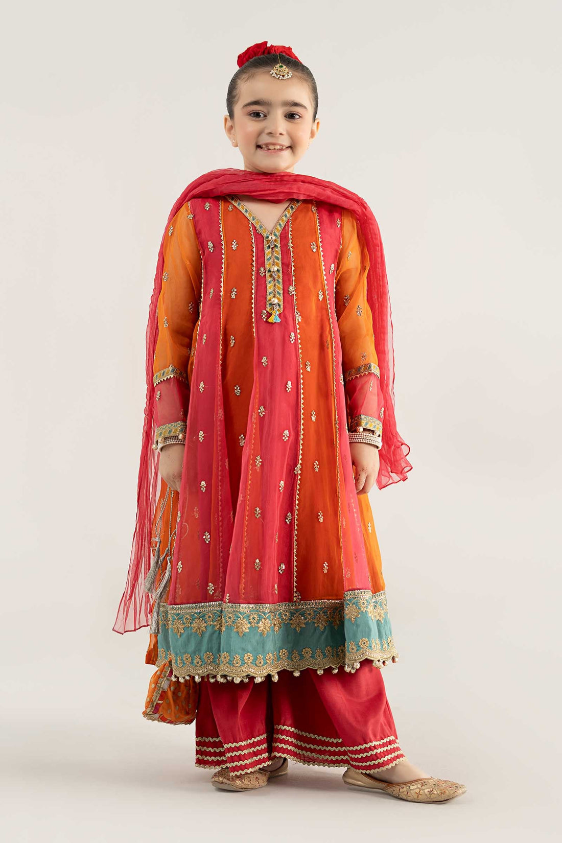 Maria B | Girls | MKS-EA25-41 (Orange) -  Maria B Maria B Kids - Original Designer Dress - House of Maryam