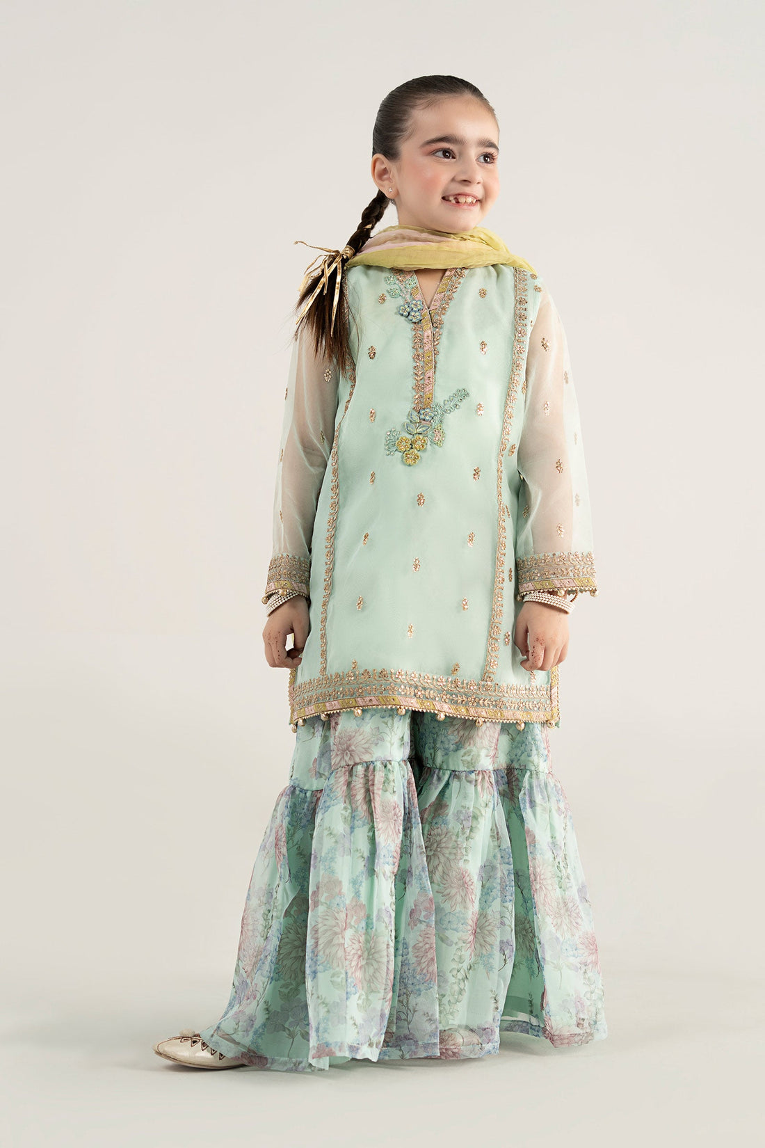 Maria B | Girls | MKS-EA25-43 (Ferozi) -  Maria B Maria B Kids - Original Designer Dress - House of Maryam
